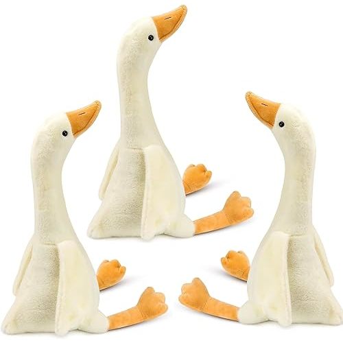 3pcs Goose Stuffed Animal - 15.7" Swan Stuffed Toy, Soft Smooth Goose Plush Toys, Cute Duck Stuffed Animal Toy, Goose Pillow Plush for Kids Boys Girls Sleeping Room Party Favors Gifts