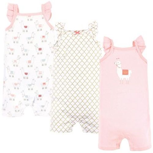 Hudson Baby Infant Girl Cotton Rompers, Llama