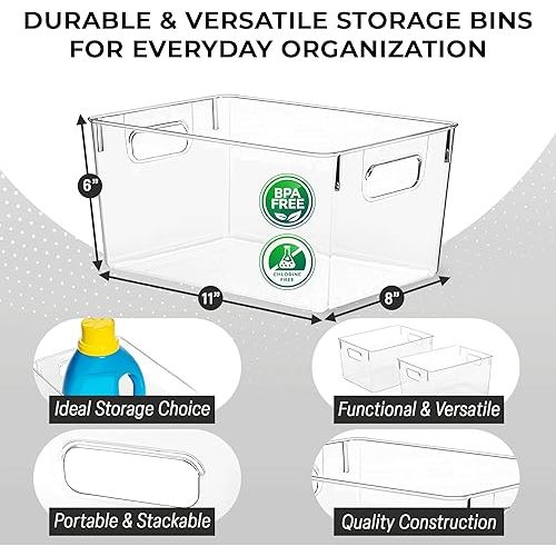 ClearSpace Clear Plastic Storage Bins – Pantry Organizers & Storage Containers, Cabinet Organizer - Home Organization Must Haves for Kitchen, Laundry Room, Office, Closet, Garage & Freezer