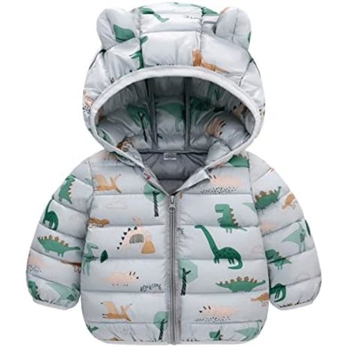 JunNeng Toddler Winter Coat Baby Puffer Jacket, Boy Hooded Dinosaur Coat