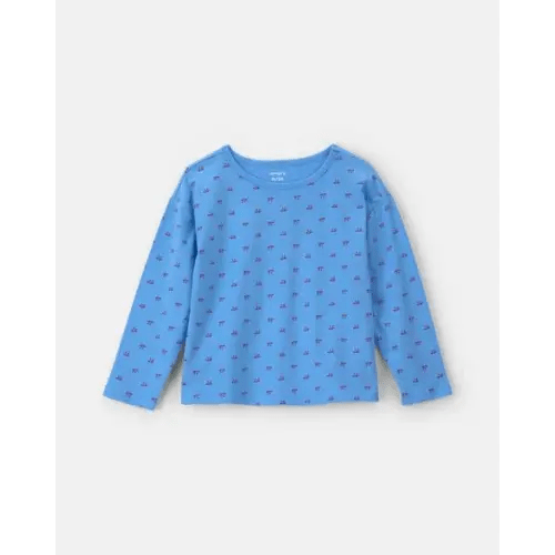 Toddler Girl Bow Long-Sleeve Top - Blue | Carter's