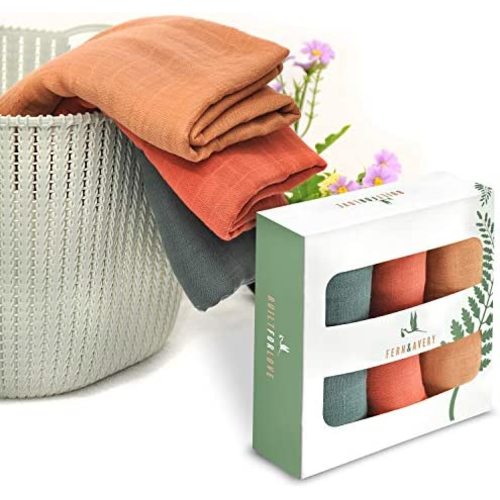 Fern & Avery Swaddle Blankets - Organic Cotton and Bamboo Baby Blankets - Gender Neutral Muslin Swaddles for Baby Boy or Baby Girl - Newborn Essential Receiving Blankets - Swaddle Set of 3 - Forest