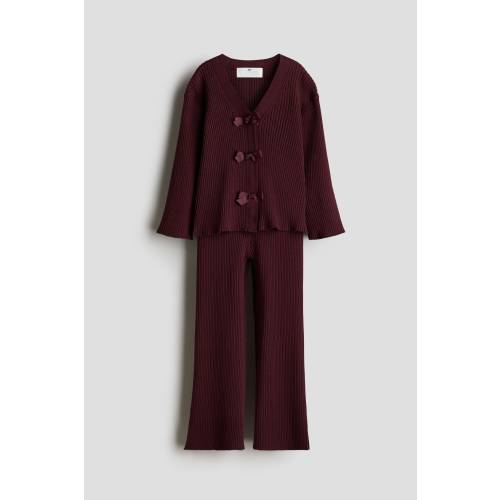 2-PIECE RIB-KNIT SET, Dark Red - size 4T (3-4Y)