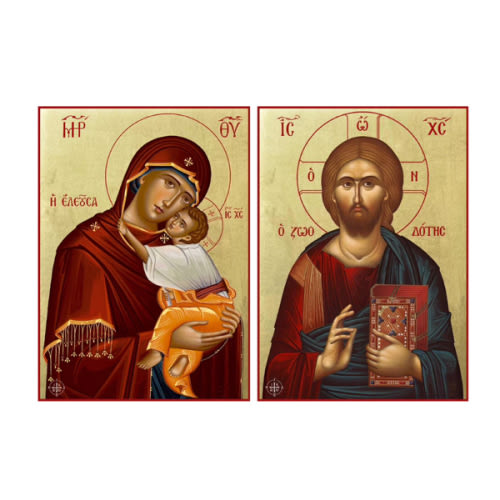 Set of Two Icons - Jesus Christ the Lifegiver & Panagia Eleoussa
