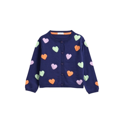 Kids' Rainbow Heart Cotton Blend Cardigan, 12-18M