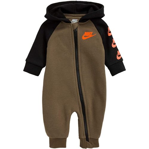 Nike Baby`s Futura Long Sleeve Full Zip Hooded Coverall (Medium Olive(56F869-E6F)/Black, 3 Months)