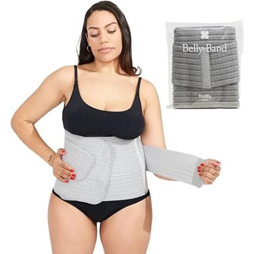 Bodily Belly Band | Compression Belly Wrap for Postpartum Recovery and C-Section Abdominal Support | Grey | One Size