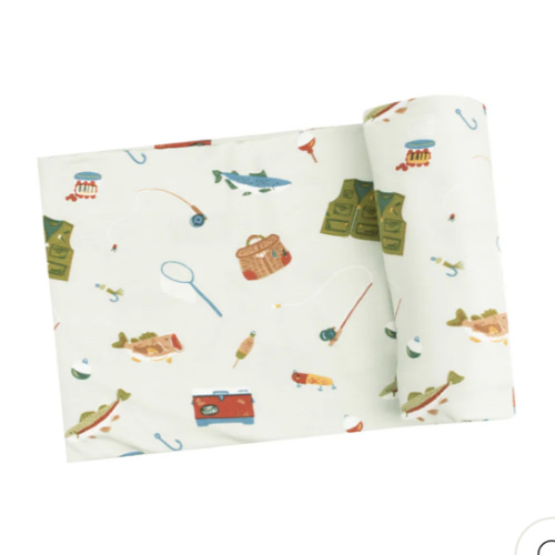 Swaddle Blanket - Fishing Things Green – Angel Dear