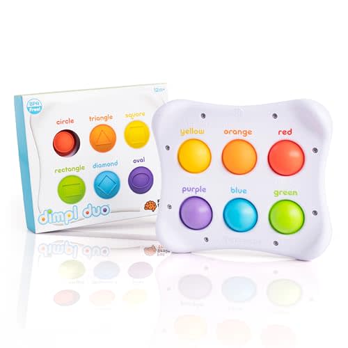 Fat Brain Toys Dimpl Duo, Early Learning Sensory Toy for Babies 1 Year+ & Toddlers, Interactive Baby Toys with Braille, Fidget Toys
