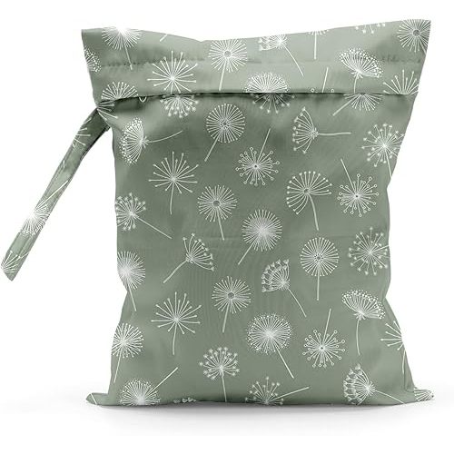 Waterproof Cloth Diaper Wet Dry Bag, Reusable Travel Beach Pool Daycare Soiled Toddler Items Yoga Gym Bag for Swimsuits or Wet Clothes Diaper Dandelion Wet Bag