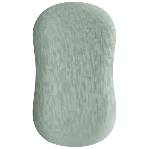 Konssy Muslin Baby Lounger Cover 1 Pack, 100% Cotton Newborn Lounger Cover, Soft and Breathable Lounger Slipcover, Cover Only (Green)