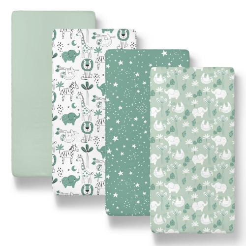 Green Safari Baby Bassinet Sheets 4-Pack for Boys and Girls – The Peanutshell