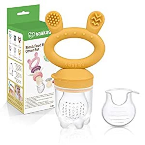 Amazon.com : Haakaa Baby Fruit Food Feeder Pacifier | Milk Frozen Set | Silicone Feeder and Teether for Infant Safely Self Feeding, BPA Free Teething Relief Toy (Mustard) : Baby