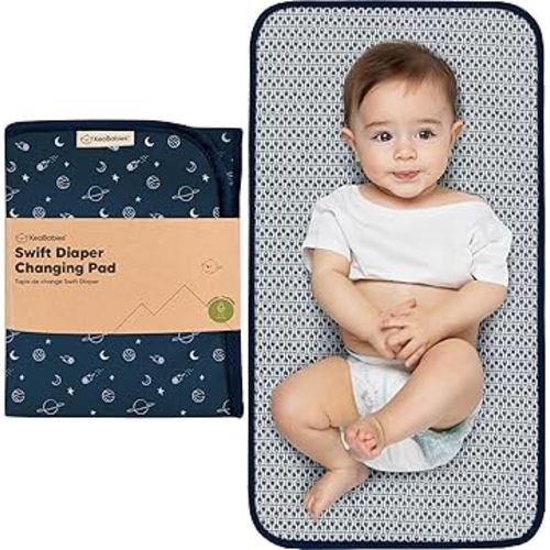 KeaBabies Portable Diaper Changing Pad, Easy Wipe Clean - Foldable Waterproof Baby Changing Mat for Diaper Bag, Compact, Lightweight, 25x13 Newborn, Infant, Baby Changer Travel Essential (Planets)