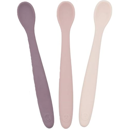 WeeSprout Silicone Baby Spoons - First Stage Infant Feeding Utensils With Soft-Tip, Bendable Kitchenware for Parent & Self-Feeding, Ultra-Durable, Dishwasher Safe, Travel Case, Set of 3