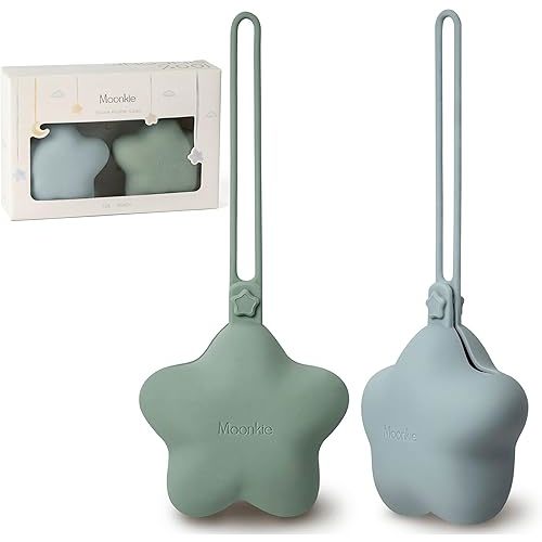 Moonkie Silicone Pacifier Holder Case, Cute Portable Pacifier Storage Case, 2 Pack