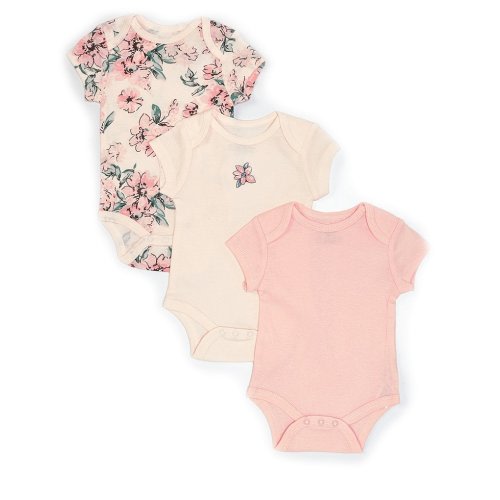 Little Me Baby Girls Newborn-9 Months Short-Sleeve Dream Floral Bodysuit Three-Pack