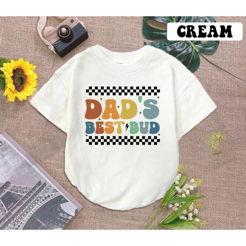 Dad's Best Bud Baby Romper Short Sleeves, Daddy's Little Boy Bodysuit, Daddy's Bestie Baby Romper, Dad And Son Baby Gift