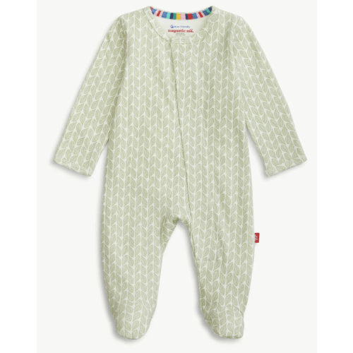 green cable leaf organic cotton magnetic footie – Magnetic Me
