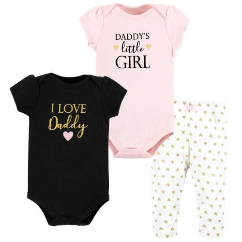 Hudson Baby Infant Girl Cotton Bodysuit and Pant Set, Girl Daddy, Preemie
