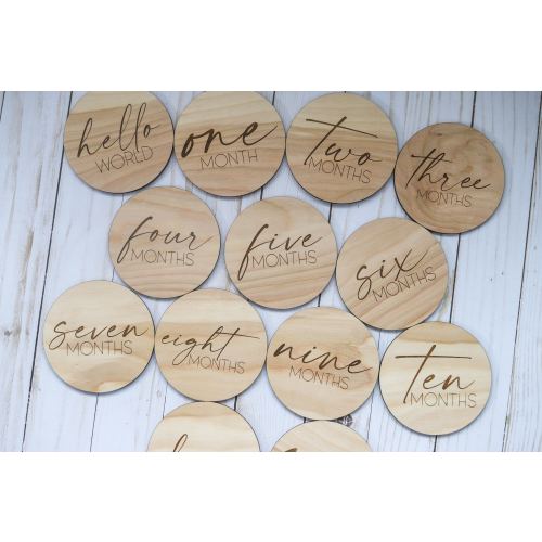 Wooden Monthly Milestone Marker Discs | Baby Photo Prop