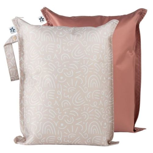 Tiny Twinkle Mess-Proof Waterproof Washable Baby/Toddler Wet Bags for Diapers, Swimsuits and Travel (Unisex Checkers)