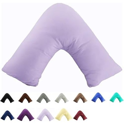 TAOSON 100% Cotton 300 Thread Count Soild Envelope Style V Shaped/Tri/Boomerang Standard Pillow Case Cushion Cover Only Cover No Insert (Light Purple)