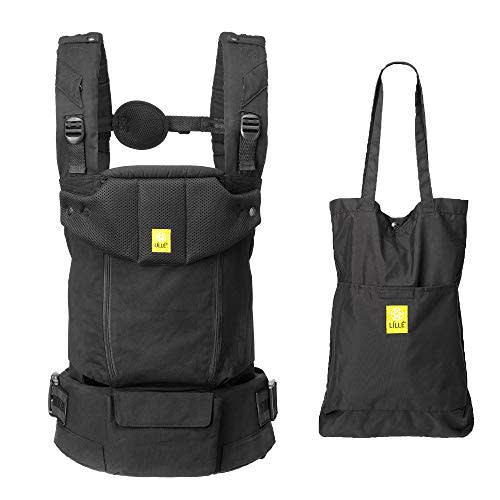 LÍLLÉbaby Serenity 6-in-1 Ergonomic Baby Carrier, Newborn to Toddler, Lumbar Support with Convertible Tote, Black