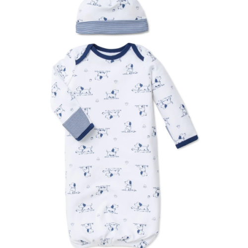 Puppy Toile Sleeper Gown And Hat