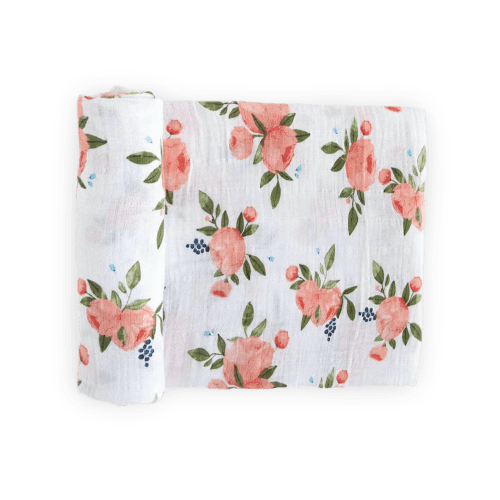 Cotton Muslin Swaddle Blanket - Watercolor Roses