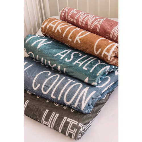 Custom Solid Color & Font Personalized Toddler Blanket