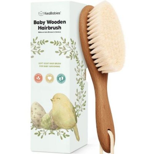 KeaBabies Baby Hair Brush, Oval Cradle Cap Brush, Soft Baby Brush for Infant, Newborn Hairbrush for Girls, Boys, Baby Scalp Brush (Oval, Dark Walnut)