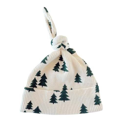 Organic Waffle Knot Beanie, Forest Green Trees – SpearmintLOVE