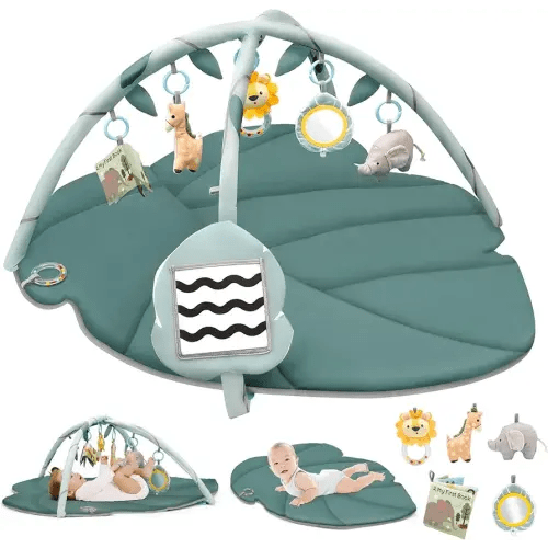 Baby Gym Play Mat Tummy Time Activity Mat XL Large Size Play Mat for Babies 18 Months+ Sensory and Motor Skill Development Newborn Infant Baby Essentials Gift with 6 Detachable Toys