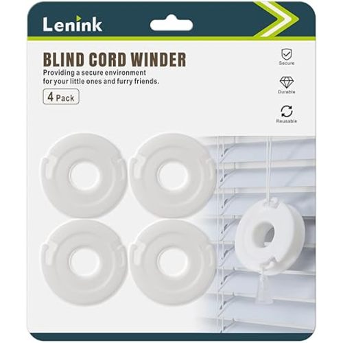 Lenink Blind Cord Winder, Window Blinds String Holder Cord Blind Safety (4 Pack, White)