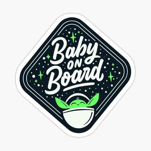 STICKY DUDE Yoda Baby Grogu Baby On Board Sticker, 5 inches - Vinyl Waterproof Sticker Decal Car Laptop Wall Window Bumper Sticker