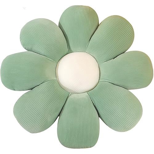 Flower Pillow, Flower Shaped Throw Pillow Floor Pillow Soft Seating Cushion Room Decor Plush Pillow for Bedroom, Sofa, Bed, Reading (15 inch, Green)