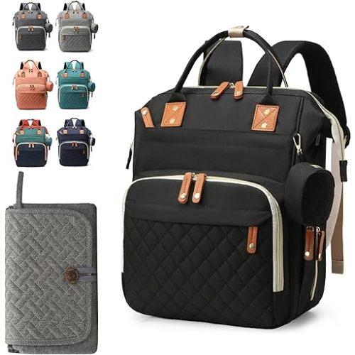 Diaper Bag Backpack for Girls Boys: Black Toddler Diaper Bag with Changing Pad Baby Backpack Diaper Bag for Mon Dad Newborn Pañaleras para Bebe Niña Niño Baby Registry Search Essentials Must Haves