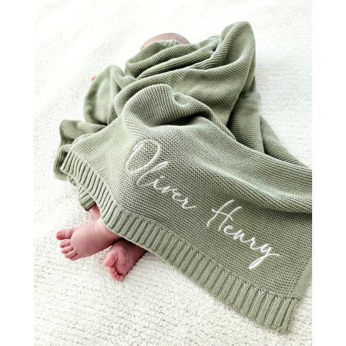 Baby Blanket,personalized Embroidered Name,stroller Blanket,newborn Baby Gift ,soft Breathable Cotton Knit, Baby Shower Gift - Etsy