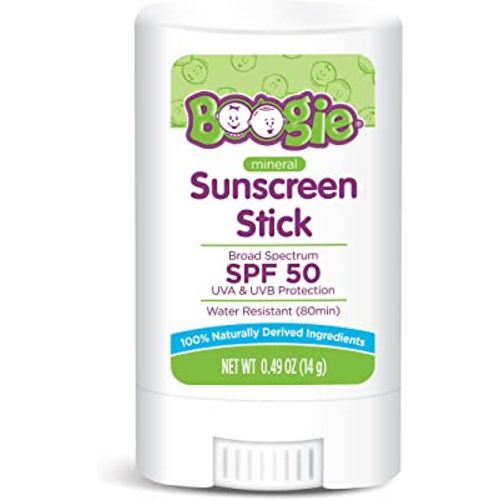 Baby Sunscreen Stick by Boogie Block, Mineral Sunscreen SPF 50, Travel Size Sunblock for Kids, Zinc Oxide, Water Resistant, Vegan, Fragrance Free Pack of 1