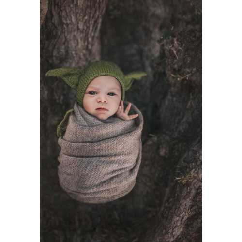 Newborn Photography Prop, The Child Hand Knit Bonnet and Stuffie, Baby Shower Gift, Made To Order