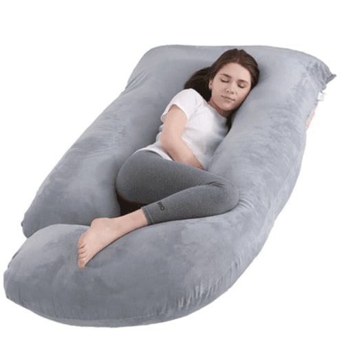 COOKEY Pregnancy Pillow with Velvet Cover,U Shaped Full Body Maternity Pillows for Sleeping,59inch,Dark Gray