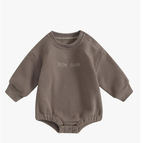 VISGOGO Newborn Infant Baby Boy Girls Oversized Romper Little Dude Sweater Onesie Coming Home Outfit Neutral Clothes