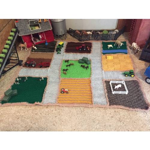 Farm Play Mat Blanket, Knitted