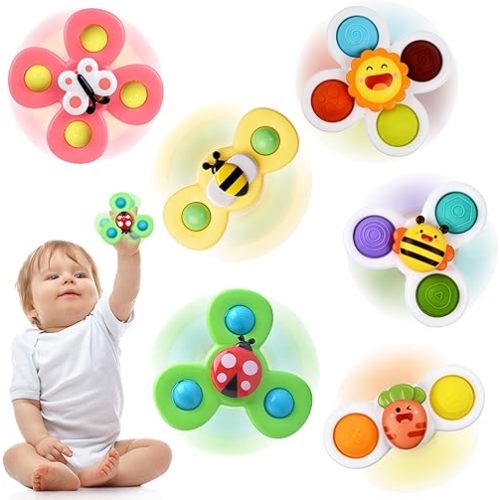 Suction Cup Spinner Toy for Baby - Suction Cup Fidget Spinner Toys Bath Toys Window Spinning Top Baby Toys 12-18 Months Christmas Birthday Gifts for 1 2 3 Boys Girls Sensory Toys for Toddlers 1-3