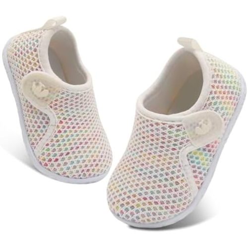 FEETCITY Baby Shoes Boys Girls First Walking Shoes Infant Sneakers Crib Shoes Breathable Lightweight Slip On Shoes
