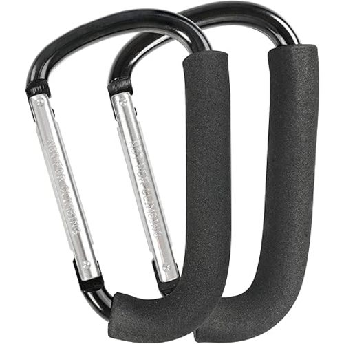 Stroller Hooks, 6.3" Large Stroller Clip, 2 Pack Stroller Hooks for Hanging Bags and Shopping, Stroller Accessories for Mommy, Large Carabiner