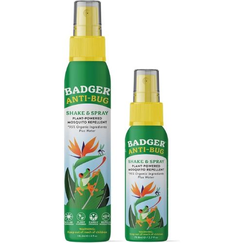 Badger Bug Spray, Family Friendly All Natural Mosquito Repellent w/Organic Essential Oils, Great Smelling Citronella Spray, Effective for 3 Hours, Combo 2-Pack 4 fl oz + 2.7 fl oz