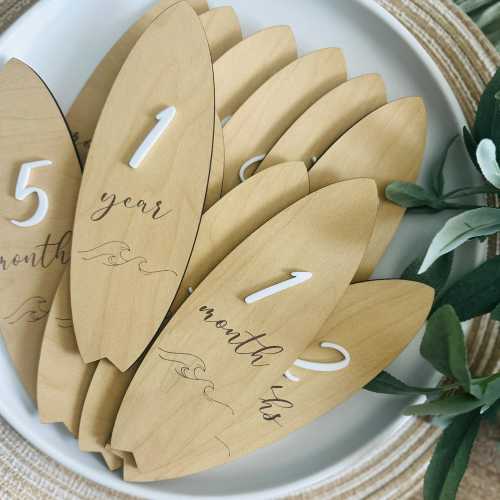 Surfboard Baby Milestone Markers | Beachy Wooden Photo Props
