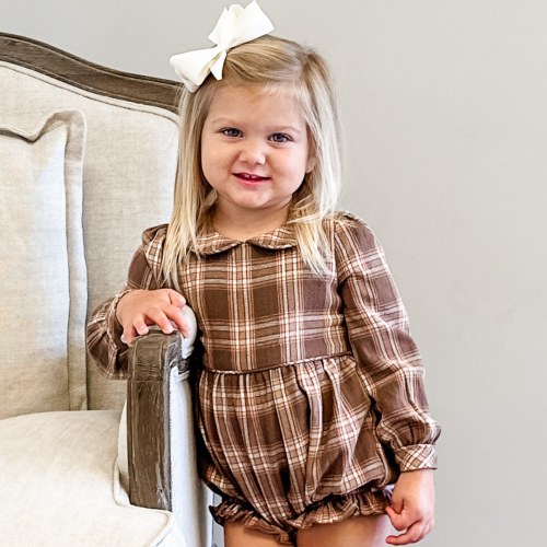 9 Months Collared Girl Bubble - Fall Flannel